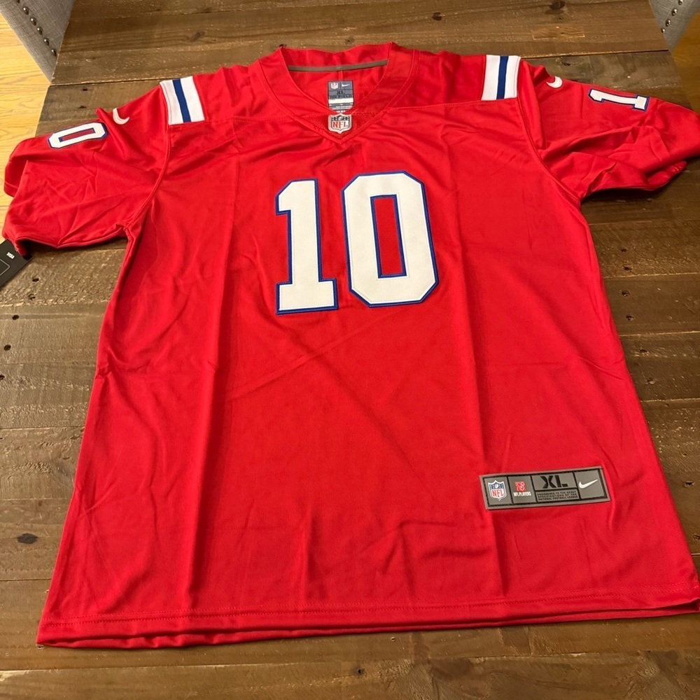 Men's Patriots Jersey Red Drake Maye Jersey